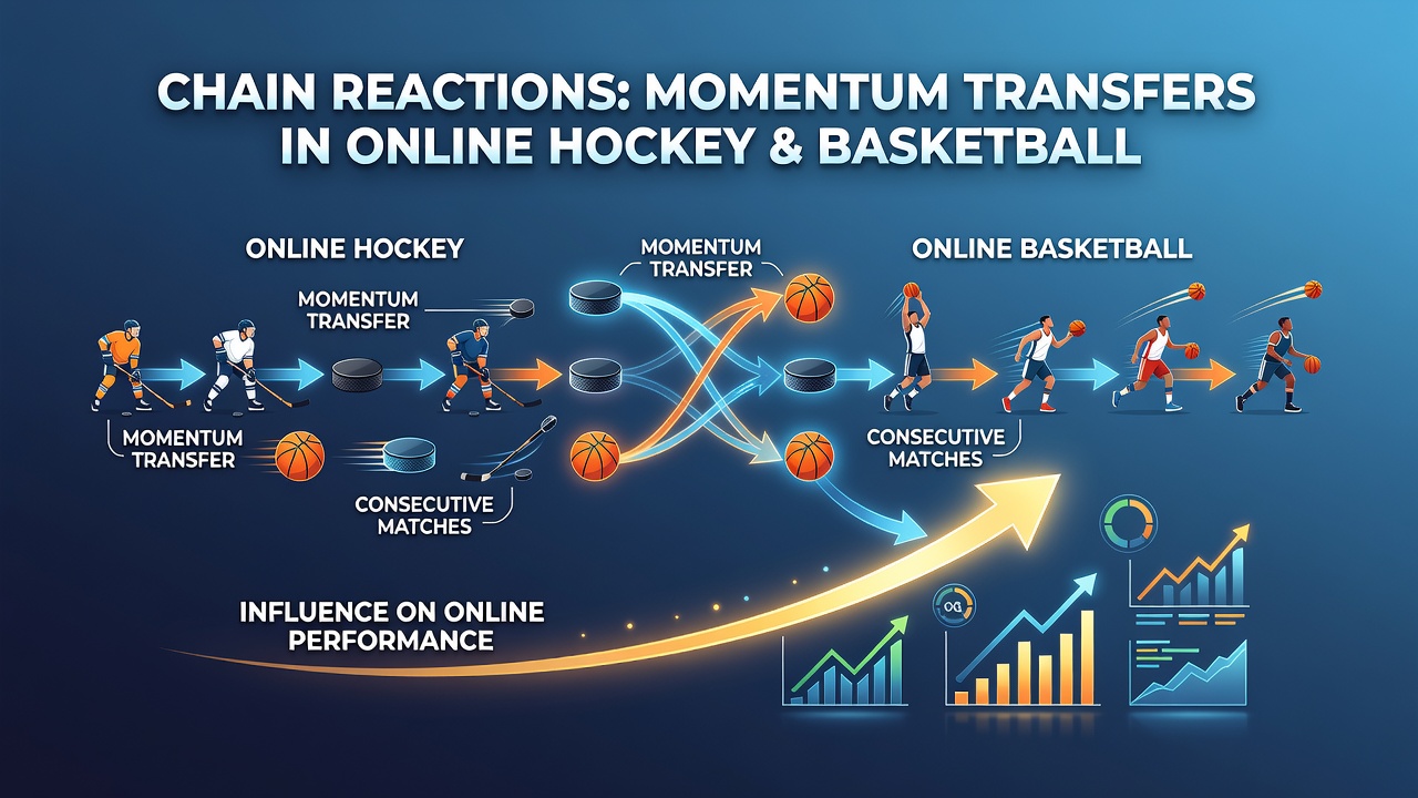 Basketball and soccer tournament interfaces displaying momentum indicators between consecutive online matches