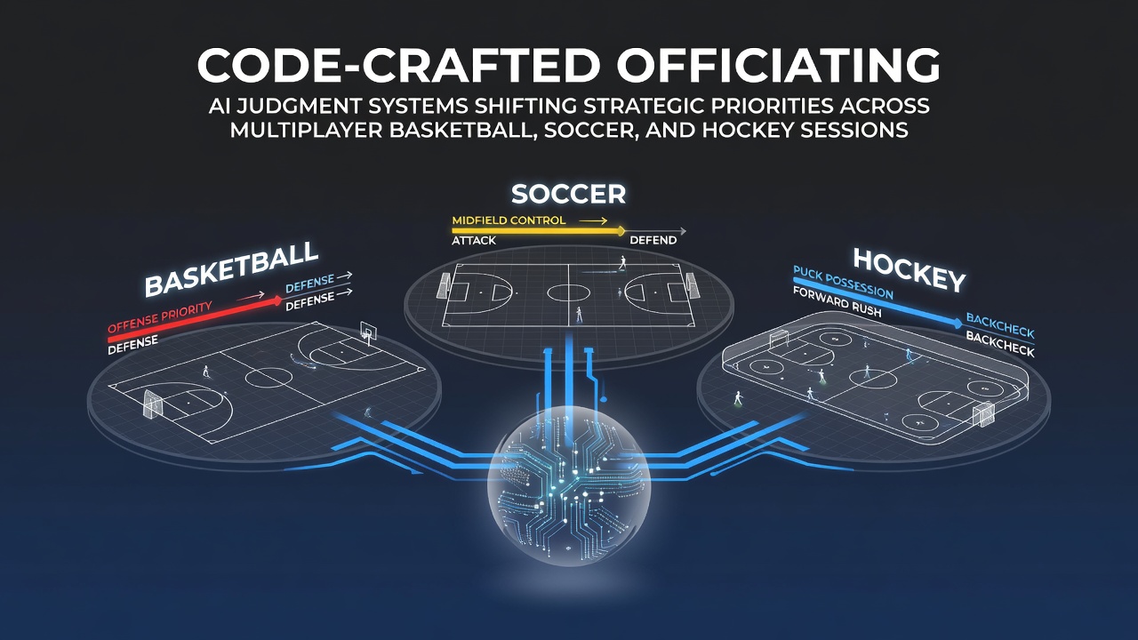 AI judgment system analyzing player movements during a virtual soccer match