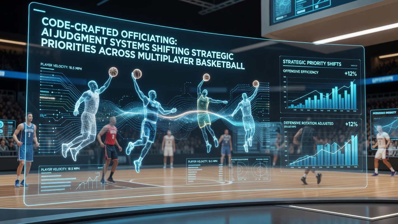 Hockey simulation displaying AI-detected high-stick violation during a multiplayer session