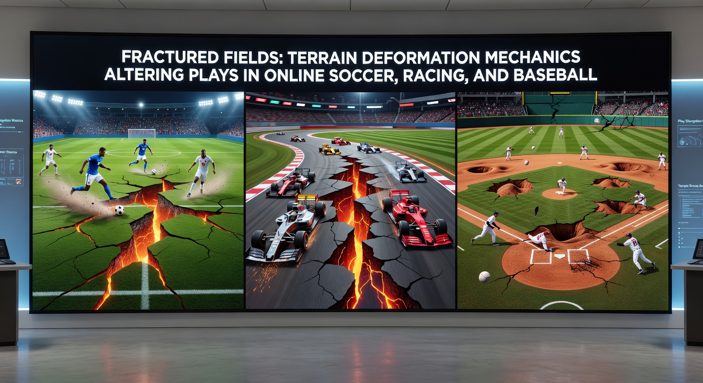 Racing game screenshot displaying deep tire grooves and track surface deformation along a high-speed corner