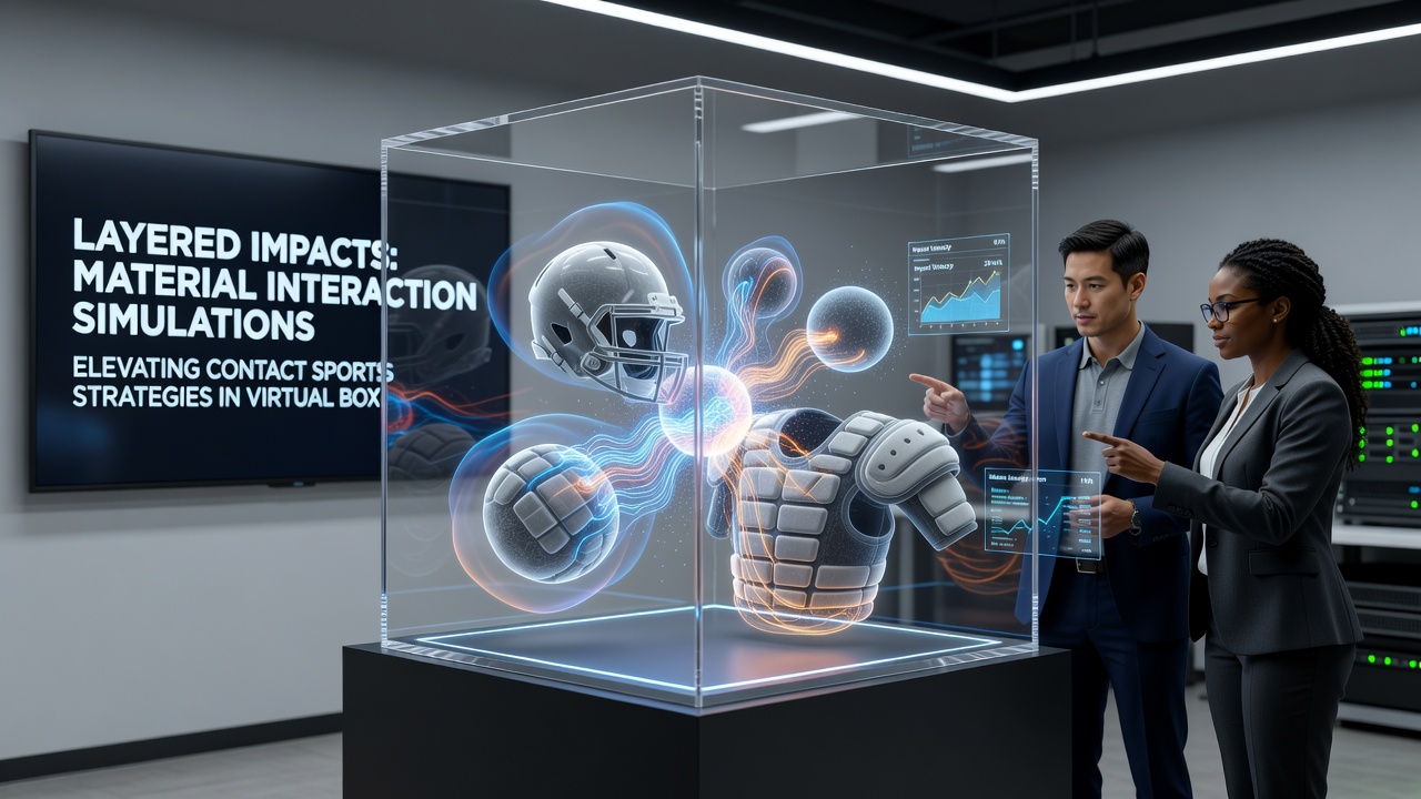 Hockey simulation demonstrating material response during puck and helmet collisions on virtual ice