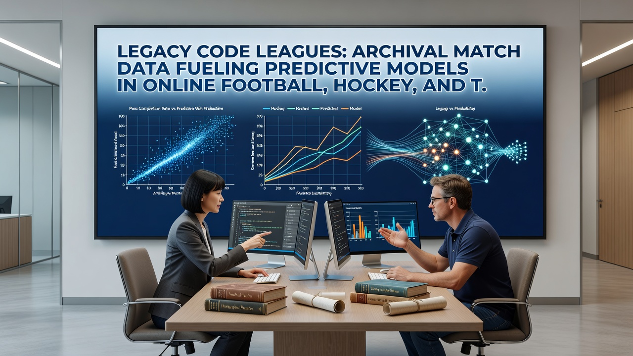 Hockey and tennis simulation interfaces displaying predictive probability overlays derived from legacy match archives