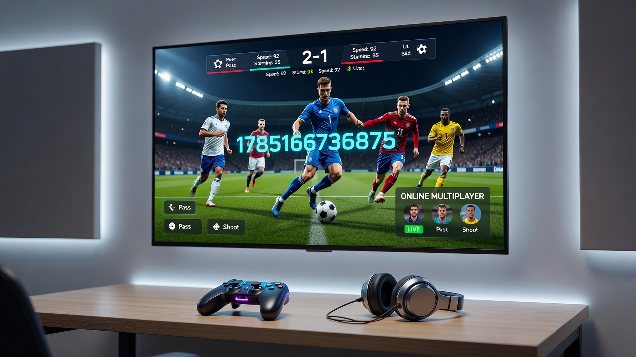 Close-up of multiplayer lobby screen with team formations and live chat overlay in an online sports simulation