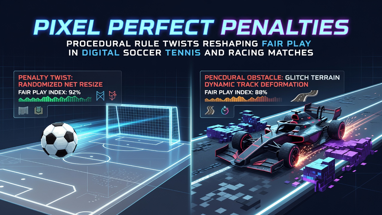 Digital soccer match showing precise penalty kick alignment with pixel-level rule enforcement overlays