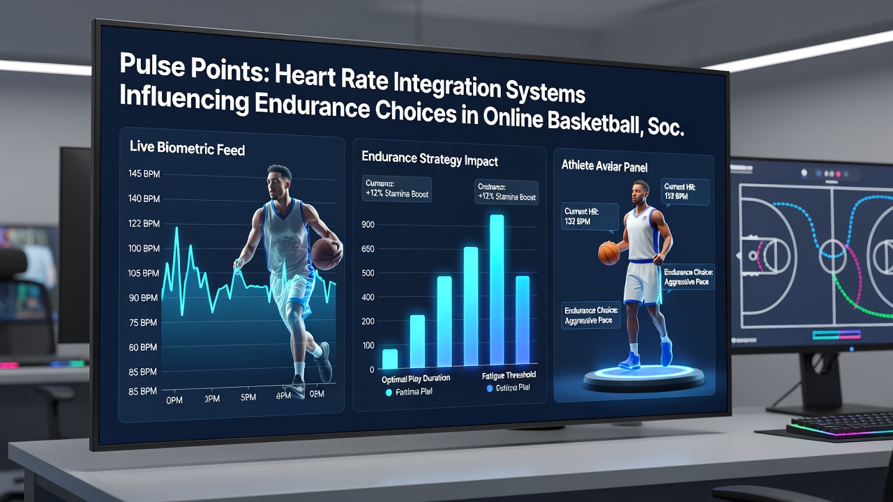 Soccer and racing game dashboards displaying synchronized heart rate zones alongside endurance meters