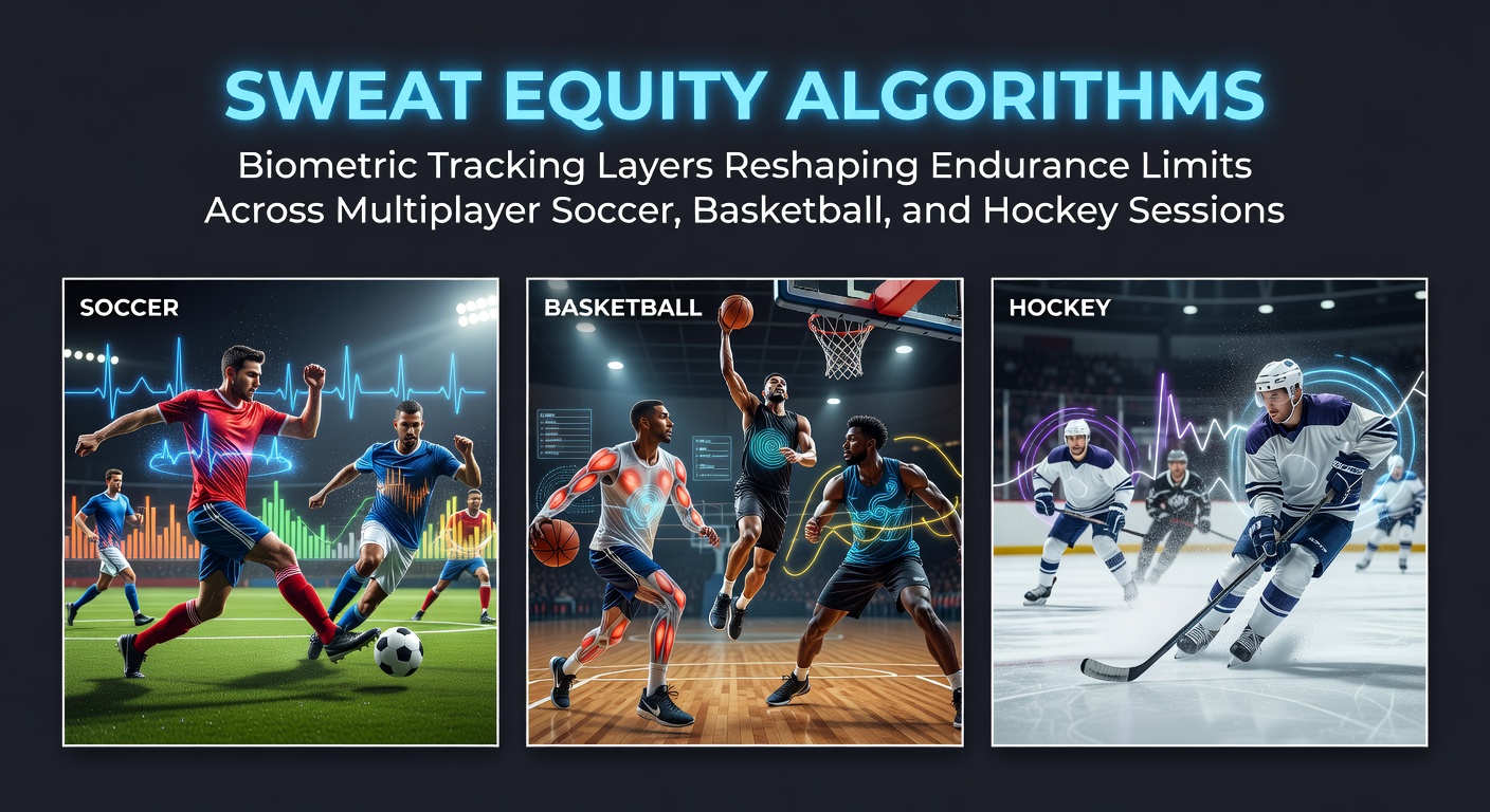 Biometric sensors integrated into virtual athlete models during a soccer session showing real-time endurance metrics