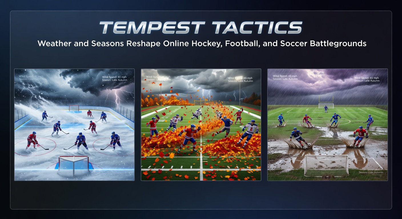 Intense online hockey clash amid a virtual snowstorm, puck skidding wildly across a frosted rink in multiplayer action